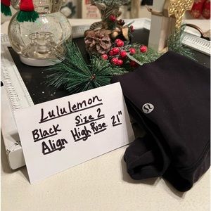Lululemon Align Black High Rise 21” inseam size 2